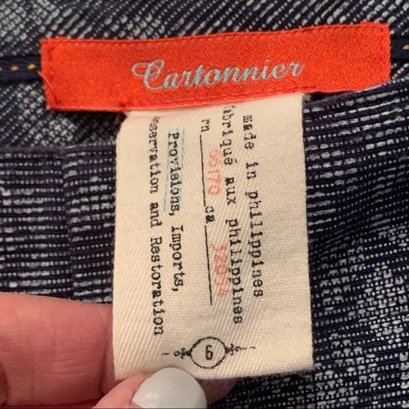 ANTHROPOLOGIE Cartonnier Charlie Crop Trouser Pant Cotton Stretch Blue Pattern - Picture 3 of 10